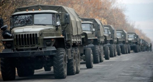 В Макеевке зафиксирована колонна военных грузовиков