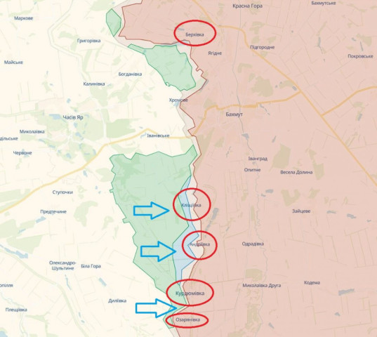 ЗСУ розширюють зону впливу на південному краю Бахмута ЗСУ розширюють зону впливу на південному краю Бахмута