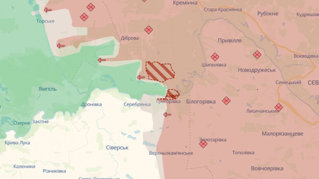 РФ просунулась у Серебрянському лісництві - DeepState РФ просунулась у Серебрянському лісництві - DeepState