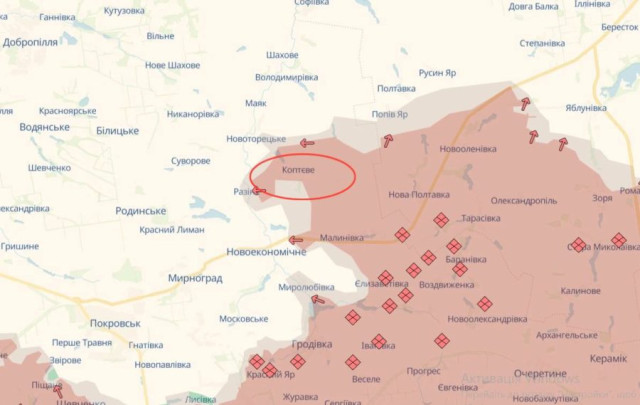 Росіяни окупували село Коптєве на Донеччині — DeepState Росіяни окупували село Коптєве на Донеччині — DeepState
