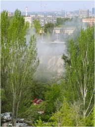 В Донецке горело здание на территории НИИВЭ